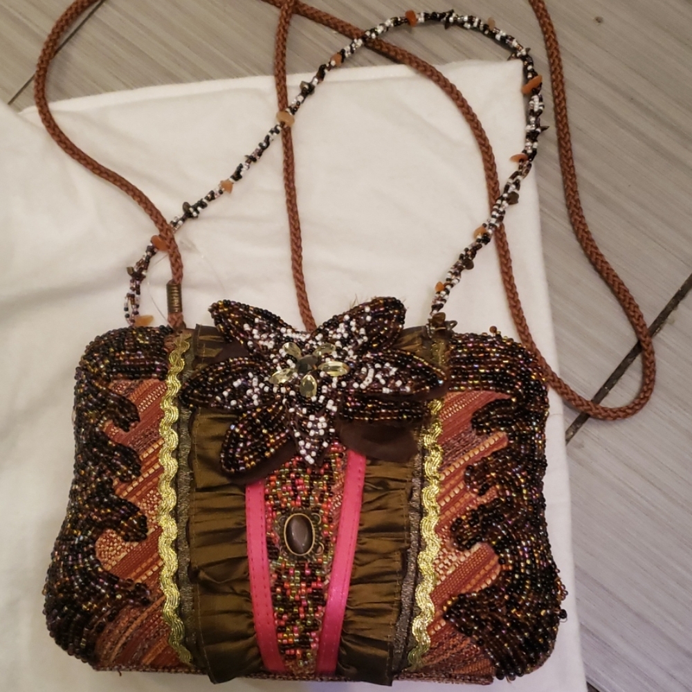 Tapestry beaded fabric bag